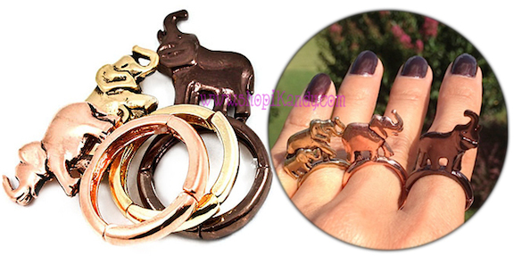 Cute Elephant Three Ring Set