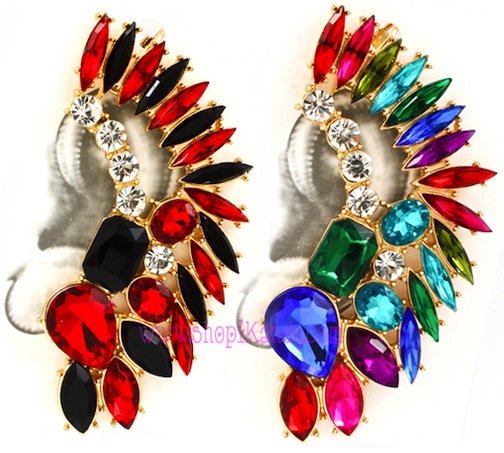 Feathered Teardrop Snap-On Ear Cuff