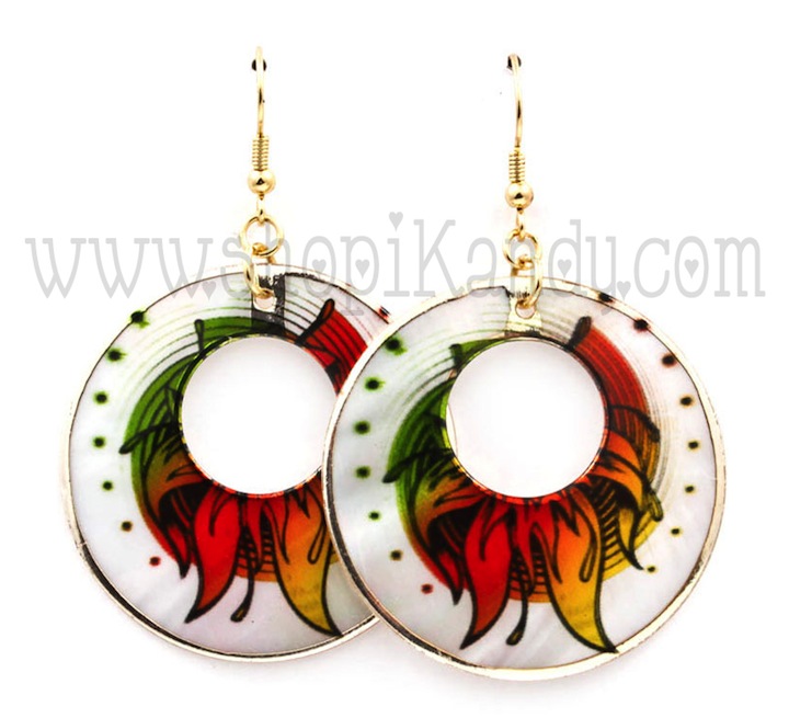 Fire Crescent Nacre Earrings