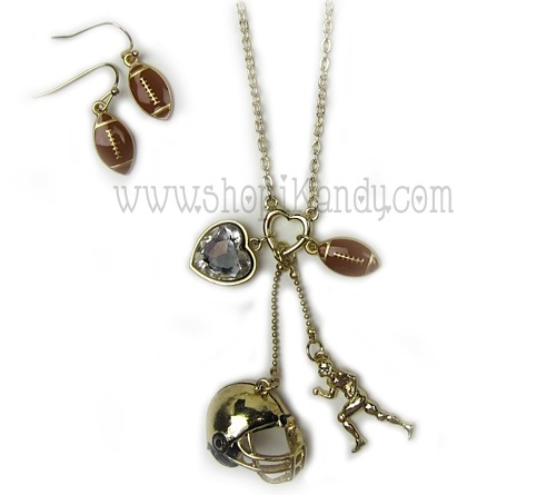 Football Charm Sports Necklace Set