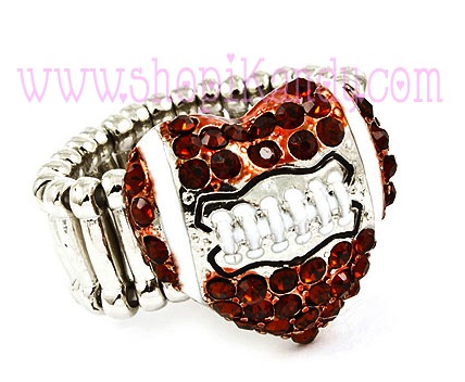 Football Heart Bling Sports Ring