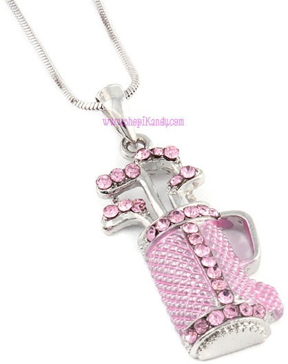 Pink Golf Bag Sports Necklace