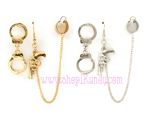 Handcuffs & Gun Ear Cuff Earrings