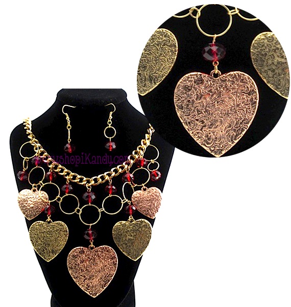 Charmed Hearts Double Layer Necklace Set