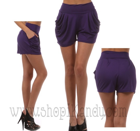 Harem Shorts w/ Draped Pockets