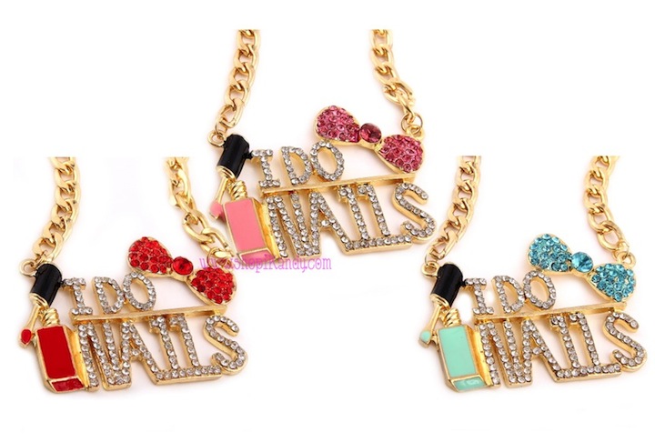 \I DO NAILS\ Nail Technician Bling Necklace