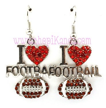 I Love Football Sports Earrings