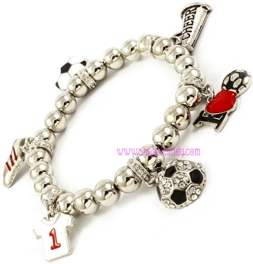 I Love Soccer Sports Charm Bracelet