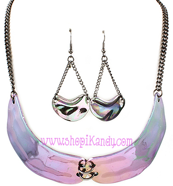 Iridescent Bib Necklace & Earring Set