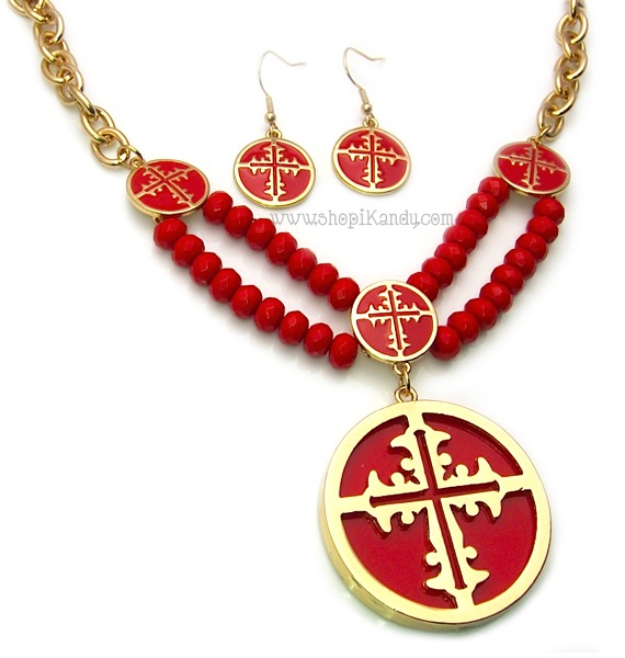 Isis Cross Disc Necklace Set