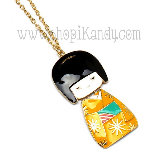 Kokeshi Kimono Girl Necklace