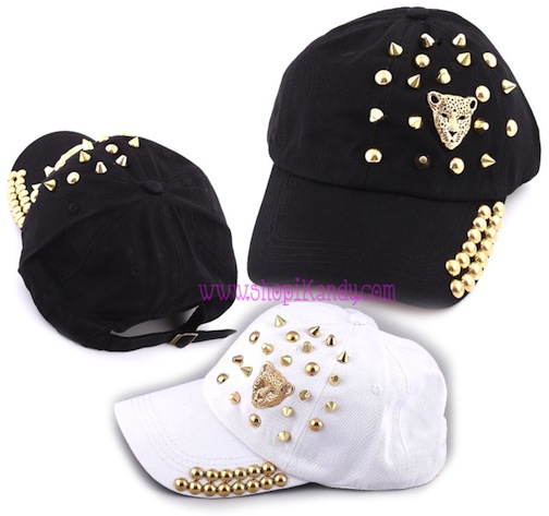 Leopard Head & Metal Studs Adult Hat