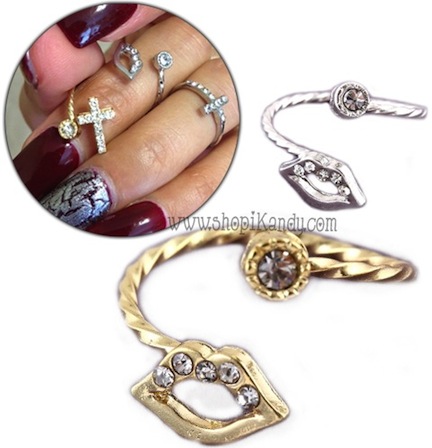 Dainty Lips Swirl Midi Ring