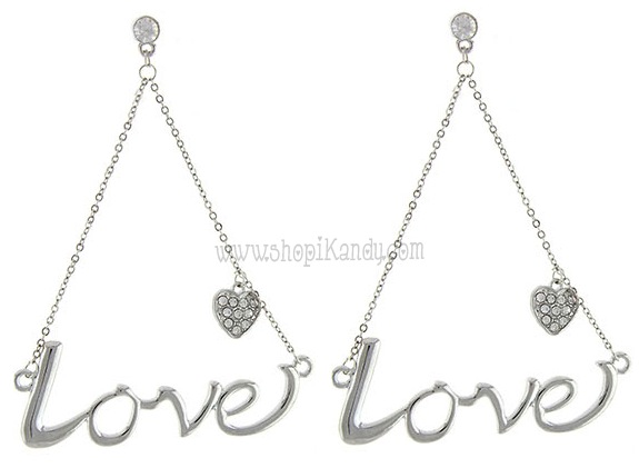 Love Word Dangle Earrings