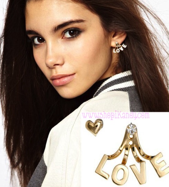 LOVE & Heart Stud Earring Set