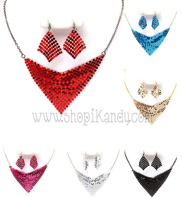 Mesh Necklace & Earring Sets