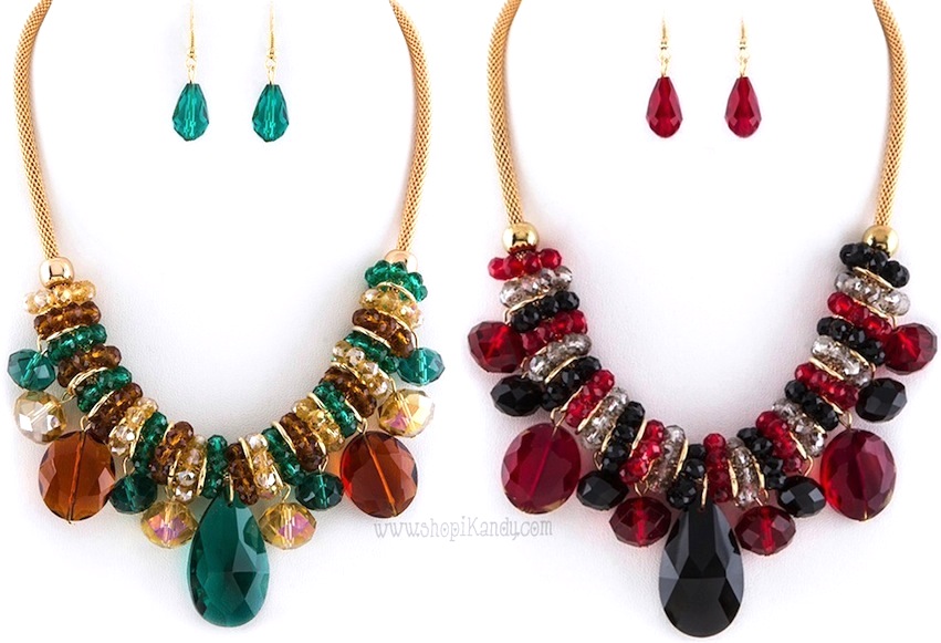  #J7575 Mixed Stone Statement Necklace Set