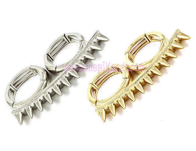 Multi Spike Double Finger Ring