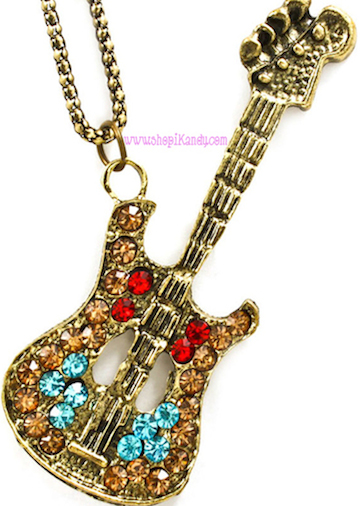 Antique Music Guitar Necklace