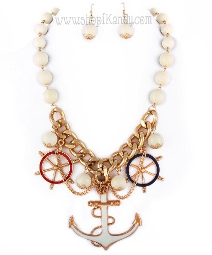 Nautical Anchor Charm Necklace & Earring Set