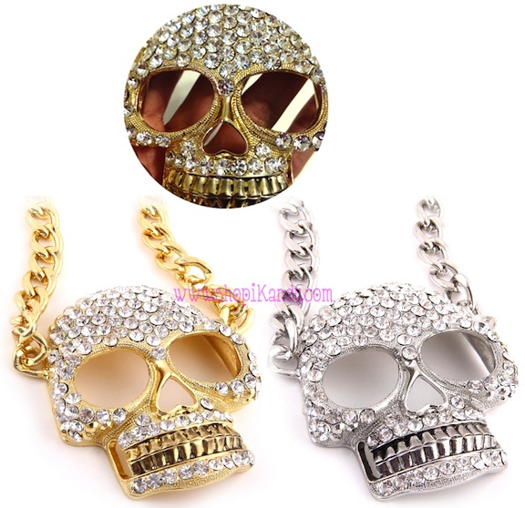 Unisex Oversized Bling Skull Necklace