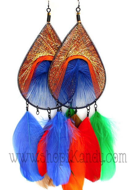 Oversized Teardrop Feather Earrings