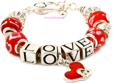 Beaded LOVE Charm Bracelet