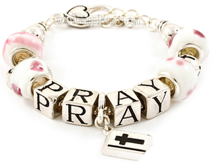 Beaded PRAY Charm Bracelet