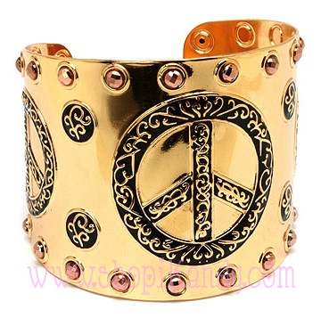 Peace Sign Metal Cuff Bracelet