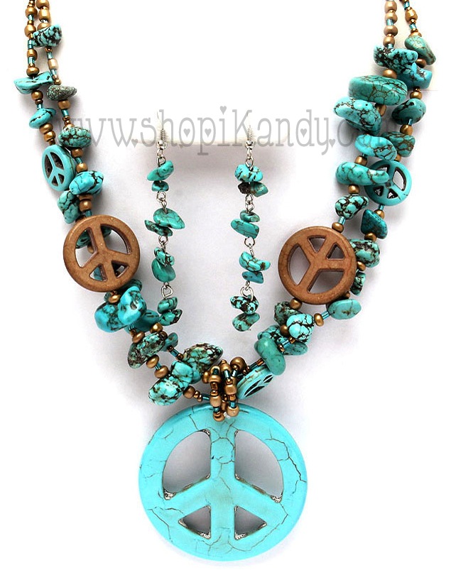 Peace Sign Bead Necklace Set