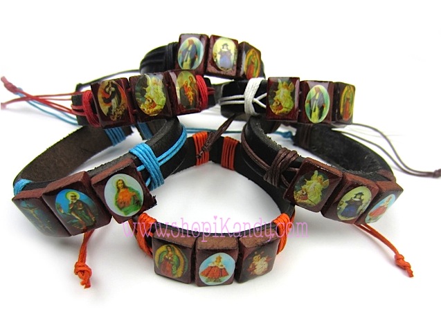 Religious Multi Saints Leather Bracelets