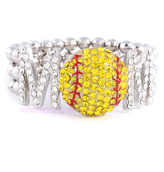 SOFTBALL MOM Beaded Sports Bracelet