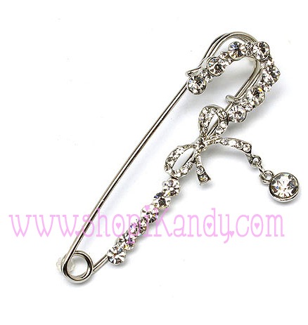 Safety Pin Bling Pendant & Brooch