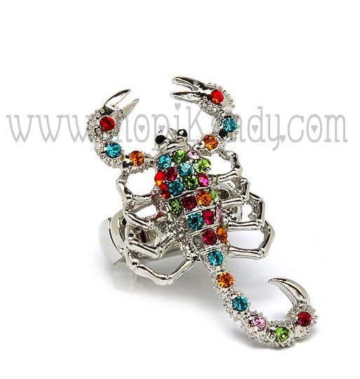 Multi Colored Crystal Scorpion Ring