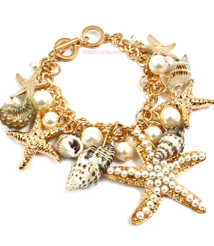 Sea Shells & Starfish Charm Bracelet