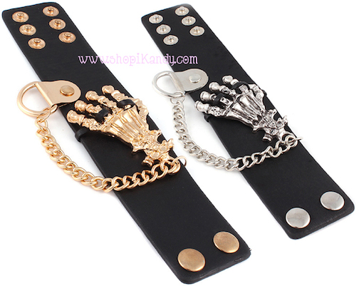 Skeleton Hand Leather Bracelet