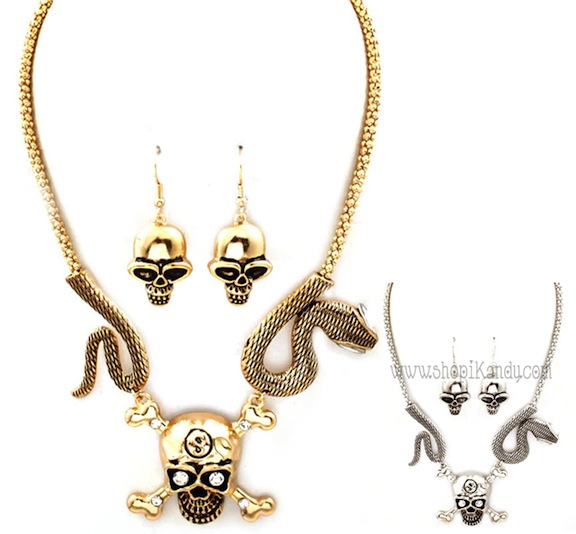 Skull & Snake Necklace Set