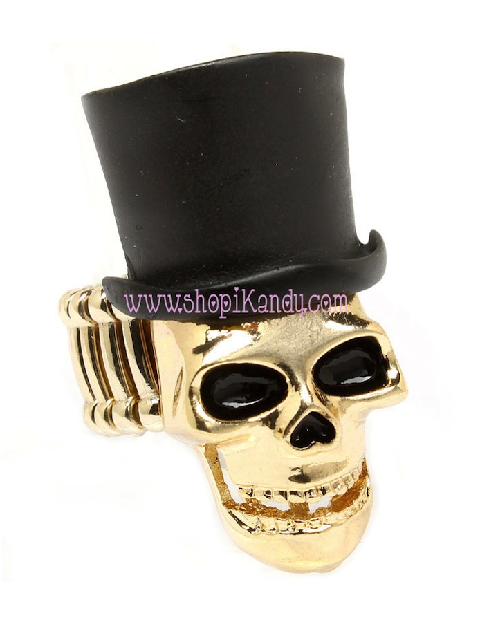 Skull Top Hat Ring