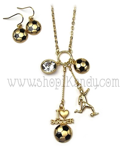 Soccer Charm Sports Necklace Set