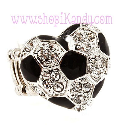 Soccer Ball Heart Bling Sports Ring