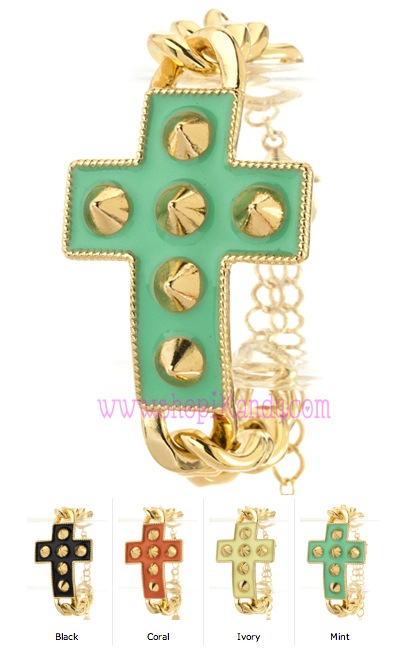 Studded Spiked Cross Bracelet