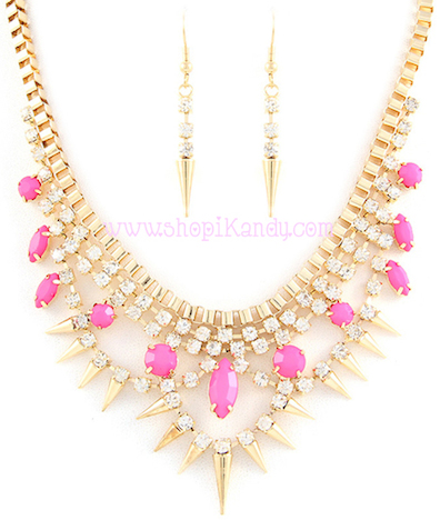 Spikes Crystal Necklace & Earring Set