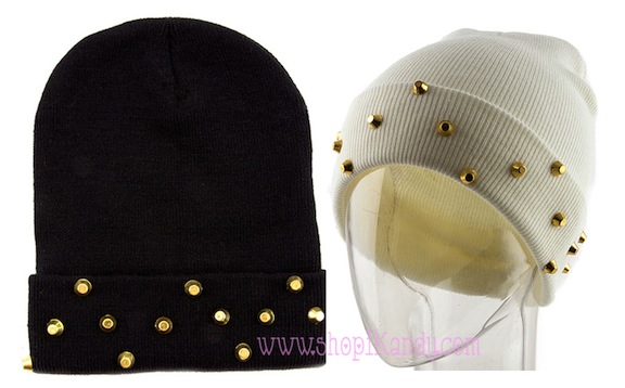 Metal Studded Fold Beanie