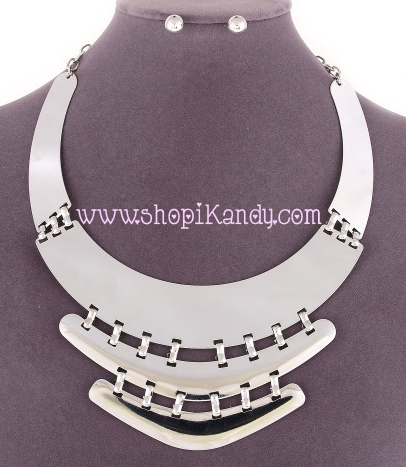 Three Layer Bib Necklace & Earring Set