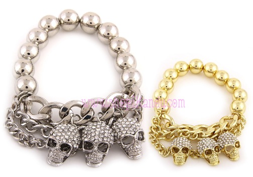 Triple Skull Chain Bracelet