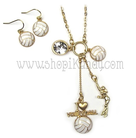 Volleyball Charm Sports Necklace Set