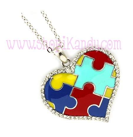 Autism Awareness Puzzle Heart Necklace Pendant